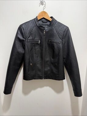 Vegan Leather Moto Women’s Black Jacket Small